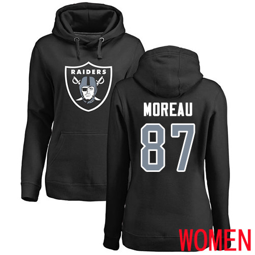 Oakland Raiders Black Women Foster Moreau Name and Number Logo NFL Football #87 Pullover Hoodie Sweatshirts